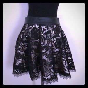 Faux Leather Waist Lace Skirt